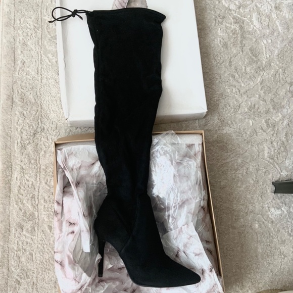 Jessica Simpson Lessy Black Suede Pointed-Toe Over The Knee Women’s Dress Boot 8 - Picture 6 of 10